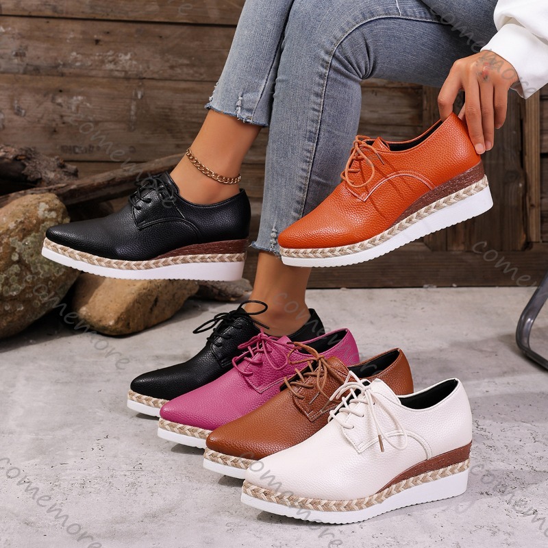 Oxford Lace Up Women - Zapatos Oxford de Plataforma con Cordones