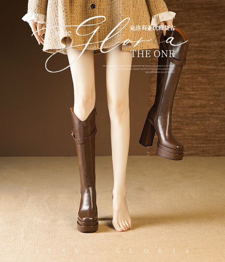 Knee High Boots Women - Botas de cuero suave hasta la