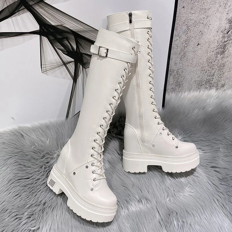 Botas hasta la rodilla con pla - Knee High Boots Women reseña y precio