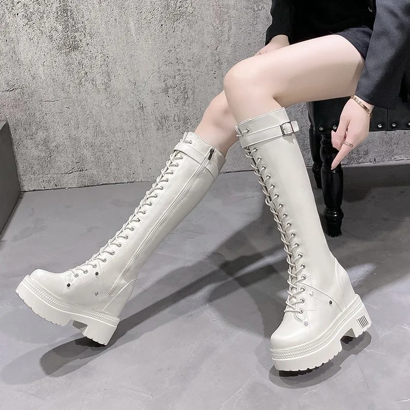 Botas hasta la rodilla con pla - Knee High Boots Women reseña y precio