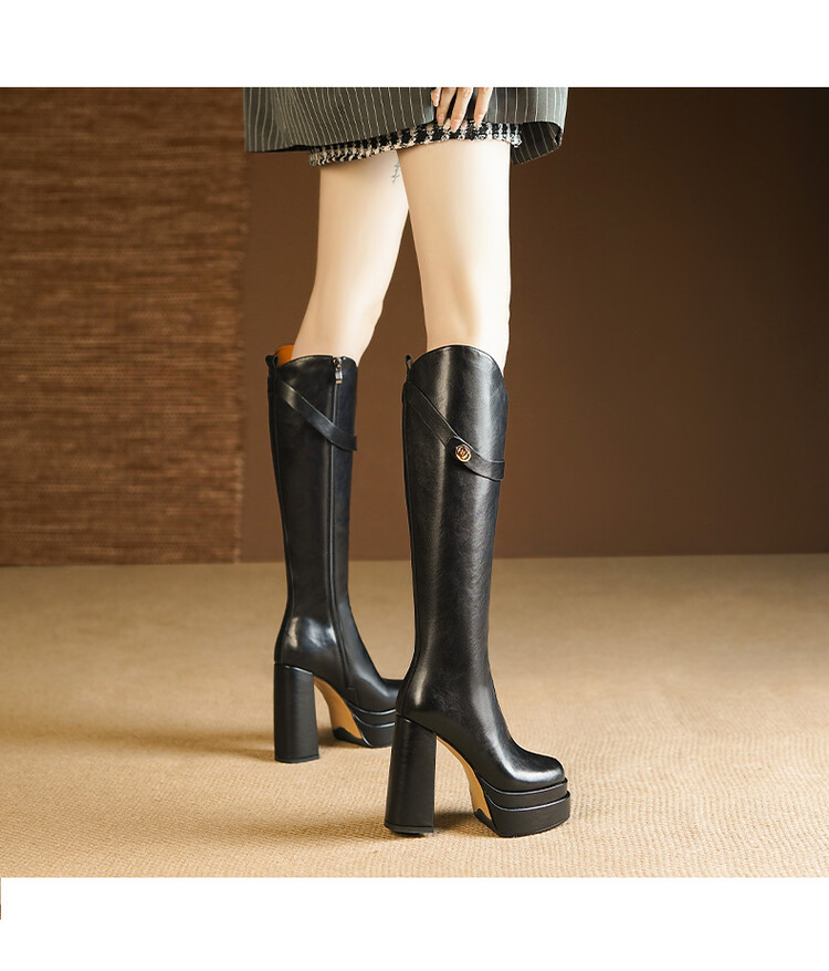 Botas de cuero suave hasta la  - Knee High Boots Women reseña y precio