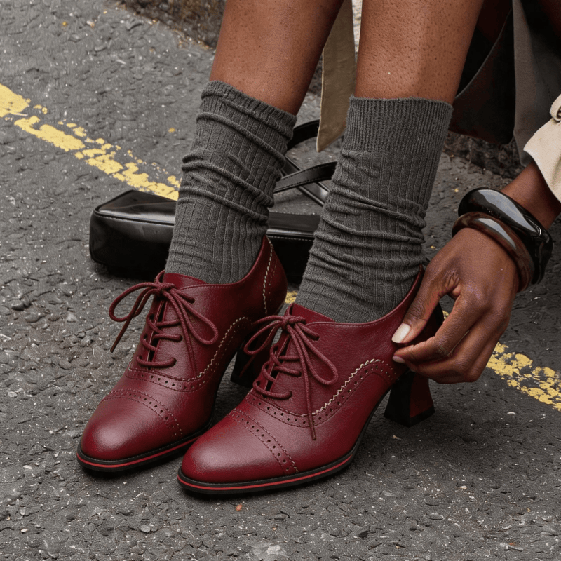 Zapatos Oxford de tacón medio  - Oxford Lace Up Women reseña y precio
