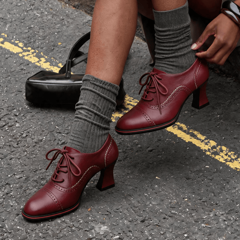 Zapatos Oxford de tacón medio  - Oxford Lace Up Women reseña y precio